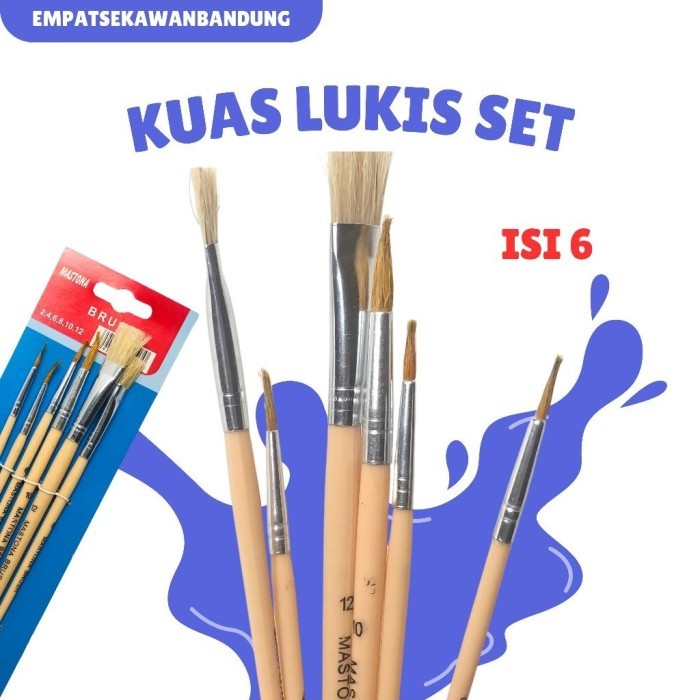 

Kuas Lukis Mastona Set 6 Brush Melukis Flat & Round No. 2,4,6,8,10,12 Paint Brush - MASTONA SET 6