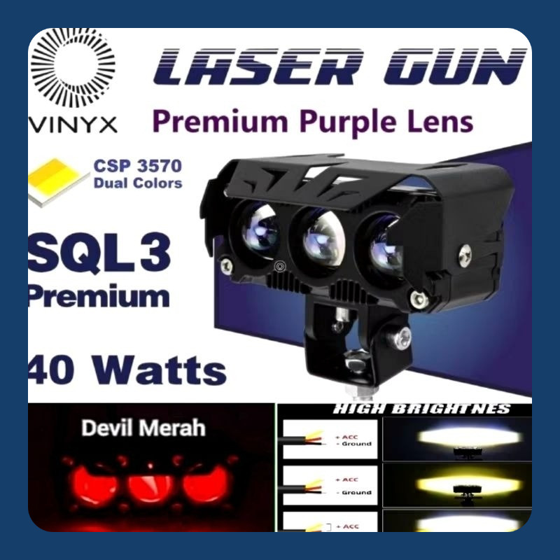 Lampu Tembak Laser SQL 3 VINYX 3 Mata Dengan Devil Eye Merah