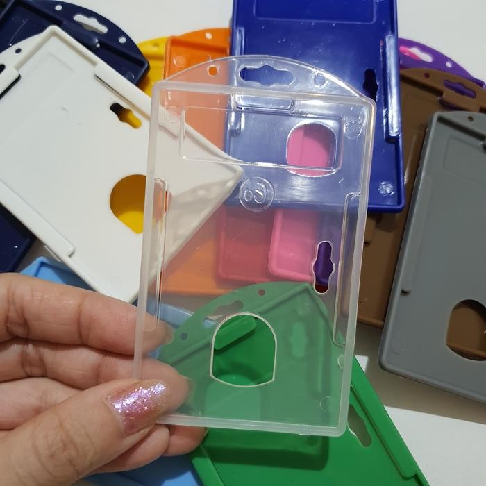 

READY ID Card Casing / Case / Holder / Frame / Name Tag Plastik Satu Sisi Kartu E-toll E-money ATM BCA Mandiri Flazz Dus Grosir murah - Transparan