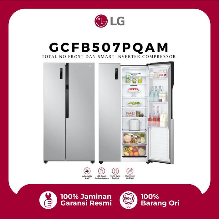 LG Kulkas Side By Side 2 Pintu 509L Inverter Hemat Listrik Tanpa Bunga Es Lampung GC FB507PQAM