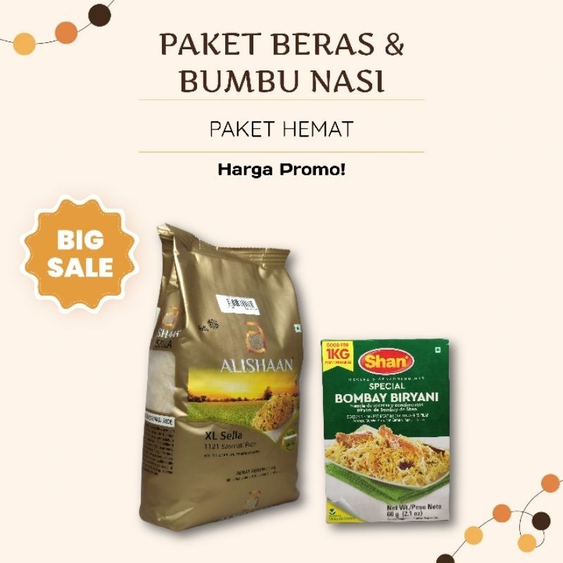 

PAKET HEMAT BERAS BASMATI 1KG [alishaan] + BUMBU NASI Shan