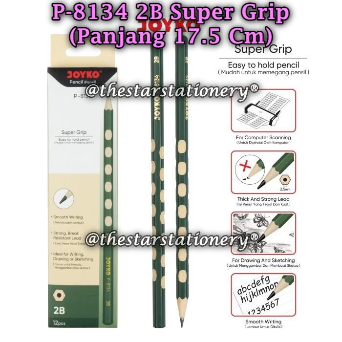 

(1 Pak/12) GROSIR Pensil JOYKO P-8134 2B / Pencil Pensil Joyko P-8134 2B Super Grip (Pak/12)