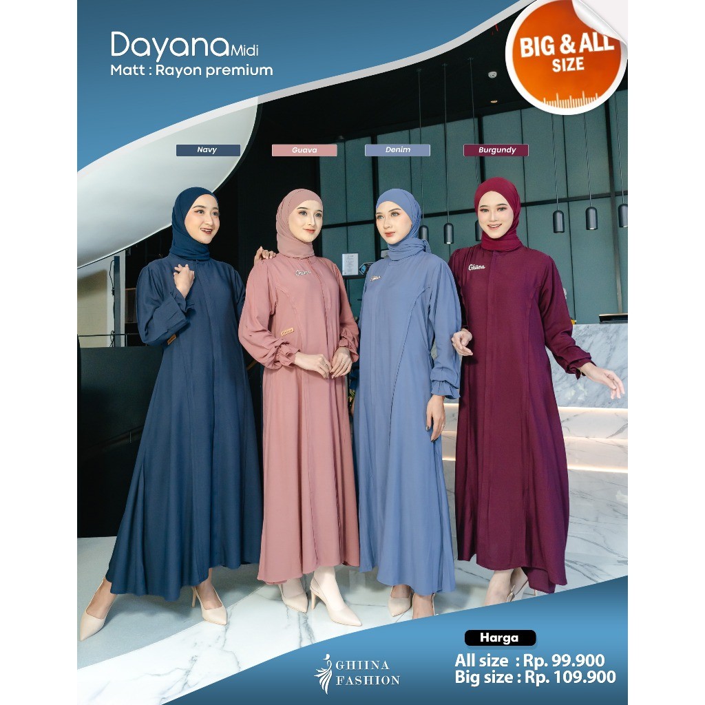 NEW ARRIVAL DAYANA MIDI DRESS BY GHIINA FASHION OFFICIAL BTS STORE    // GAMIS MIDI POLOS TERBARU