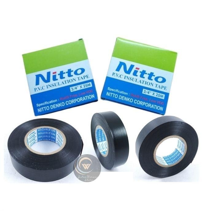 

ISOLASI LISTRIK NITTO ORIGINAL 3/4 INCH 25M HITAM TAPE LAKBAN LISTRIK