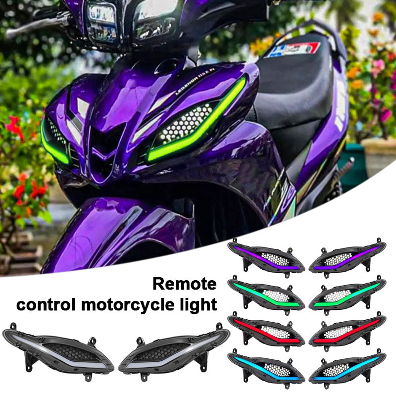 LIUOOP Lampu Alis 7 Warna Motor Lampu Senja Gaban Jupiter Z1 /YAMAHA SRL115 fiPutih Merah Pilot Ligh