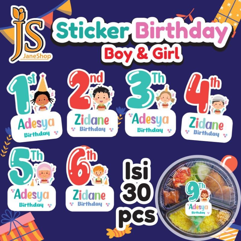 

Isi 30 pcs Sticker Ulang Tahun Anak Sticker Karakter Bento Birthday Sticker Anak souvenir