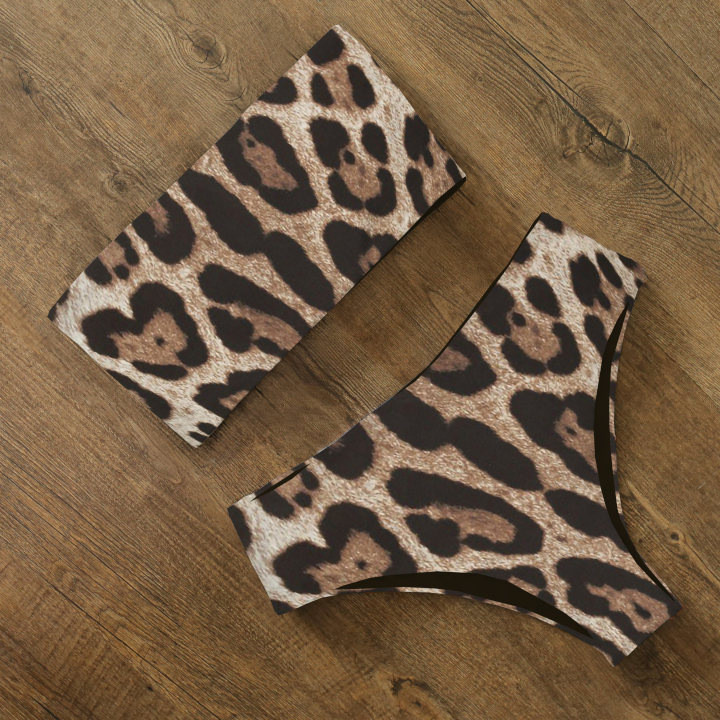 Baju Renang Wanita Seksi Dua Potong Bikini Tanpa Tali Satu Bahu 2025 Pakaian Renang Baru Eropa dan A