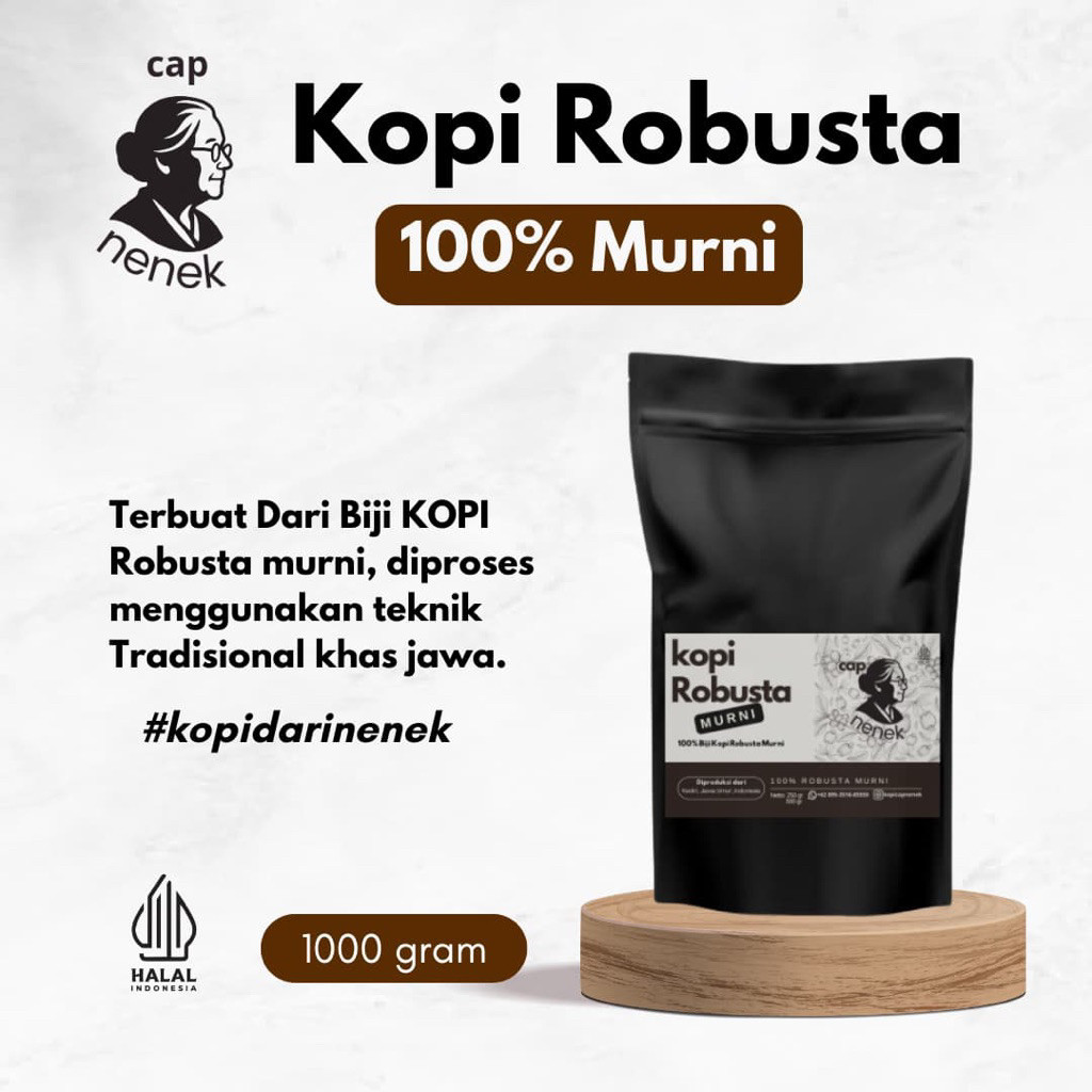 

Kopi Robusta Murni Kopi cap nenek - Kemasan 1000gram