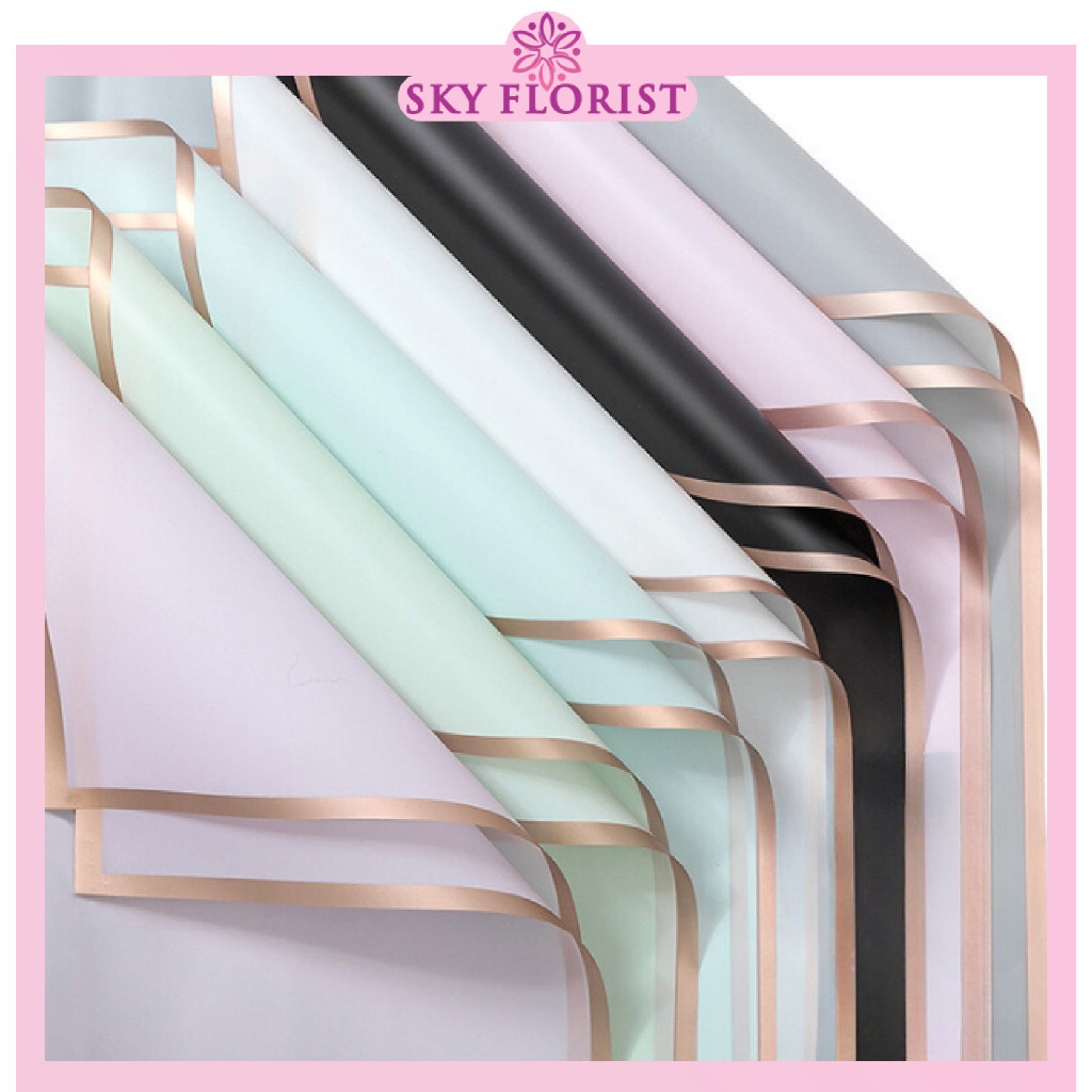 

PROMO!20 LEMBAR Kertas Buket Bunga Flower Wrapping Paper Varian List Gold Line Emas Cellophane Florist KB10READY