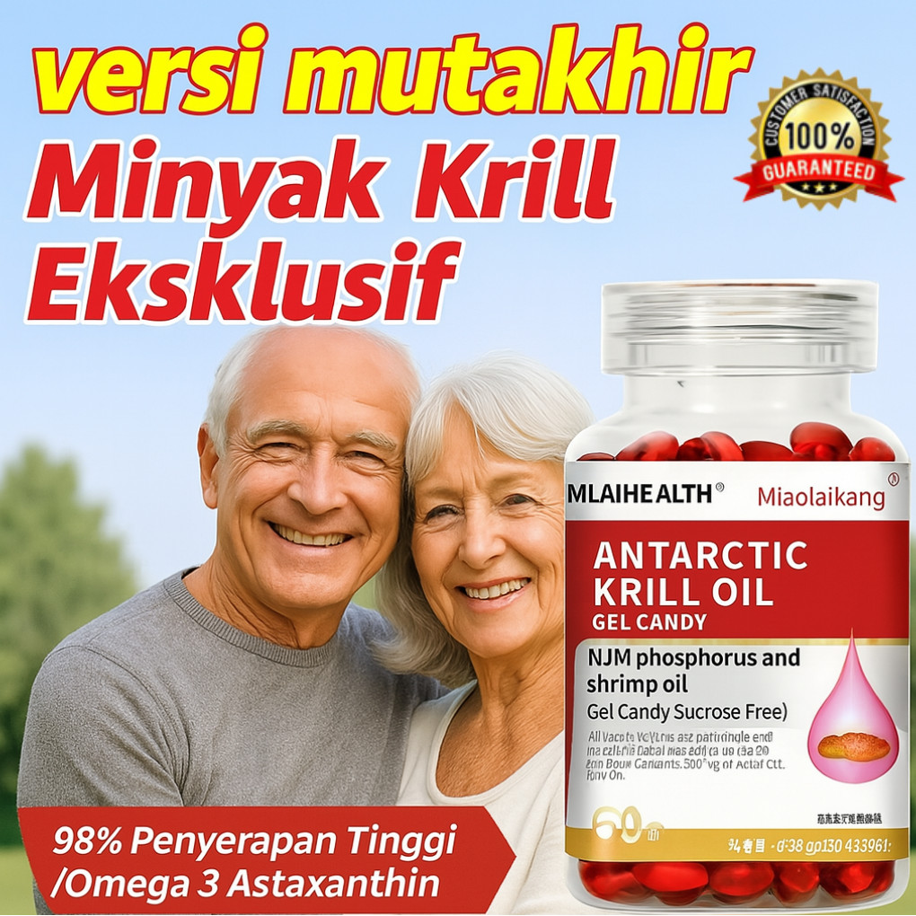 [100% Original] Upgraded Minyak Krill Antartika 60 Kapsul/ Antarctic Krill Oil /Alami Astaxanthin Ka
