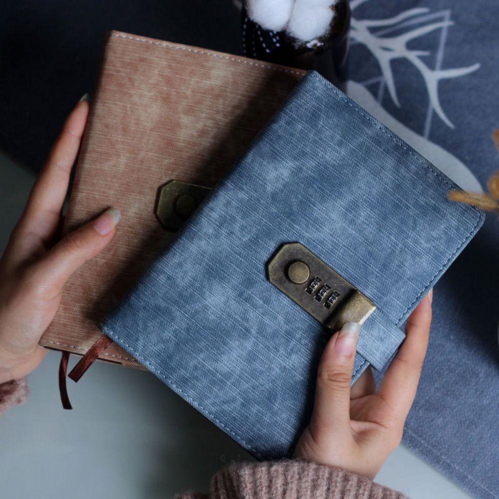 

PU Leather Cover Diary Book with Lock Simple Atmosphere Chinese Style Password Lock Notebook Soft Leather Retro A5 Notebook