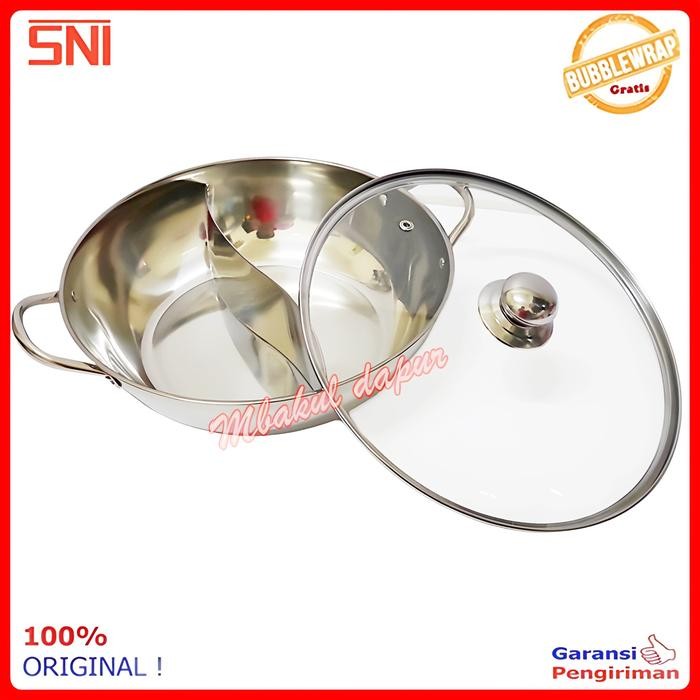 promoPanci Shabu Shabu Panci Steamboat panci sukiyaki stainless tutup kaca 30 cm - 30 CM Tutup Kaca