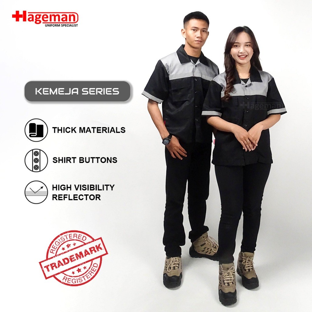 Termurah Hageman - Wearpack Lengan Pendek / Baju Wearpack Safety Lengan Pendek Warna Hitam Kombinasi