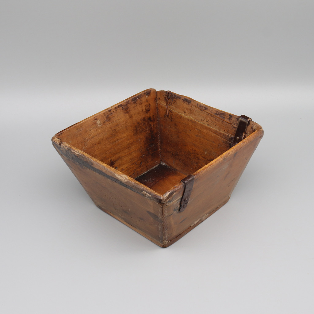 

Antique home decor chinese, old rice measure, solid wood, stationery holder