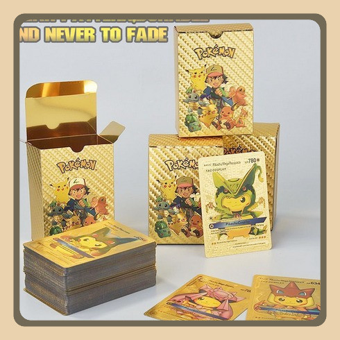 55/10pcs Kartu Pokemon VStar/EX/VMAX/V Go Pikachu Charizard Emas Bahasa Inggris Charizard Pikachu Pe