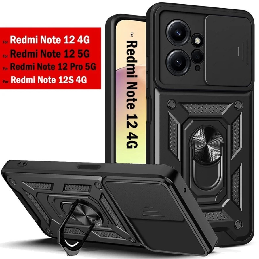 CASE XIOAMI REDMI NOTE 12 4G 5G / NOTE 12 PRO 4G 5G SLIDE IRING CASING ARMOR SHOCKPROOF RING HOLDER 