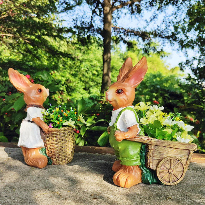

Cartoon Animal Rabbit Resin Garden Sculpture Outdoor Balcony Decor for Yard Landscape Design Garden Decor Creative Animal Statue