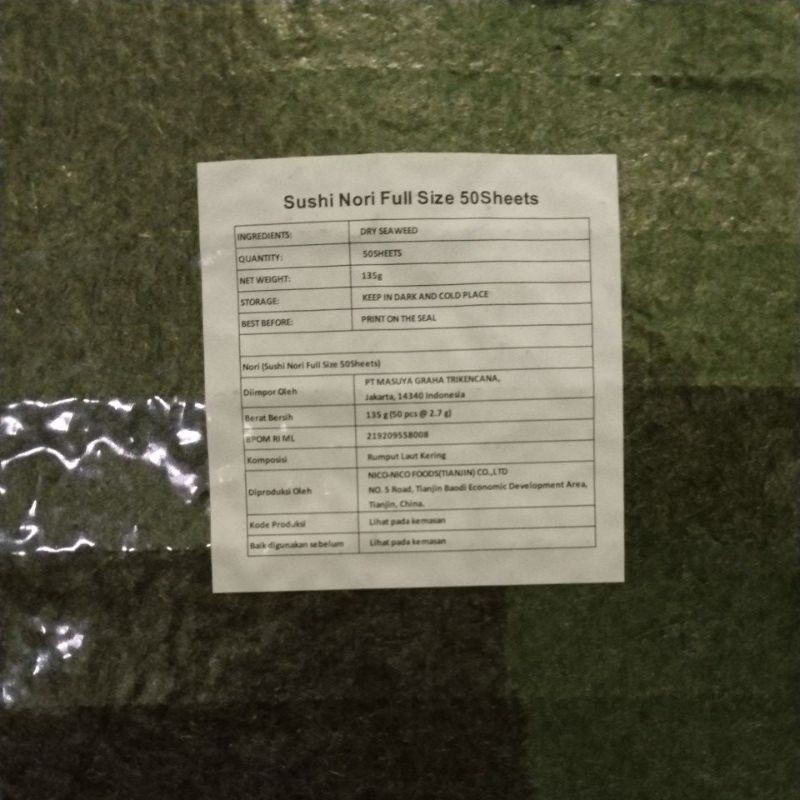 

Sushi Nori NICO Rumput Laut 50 Lbr