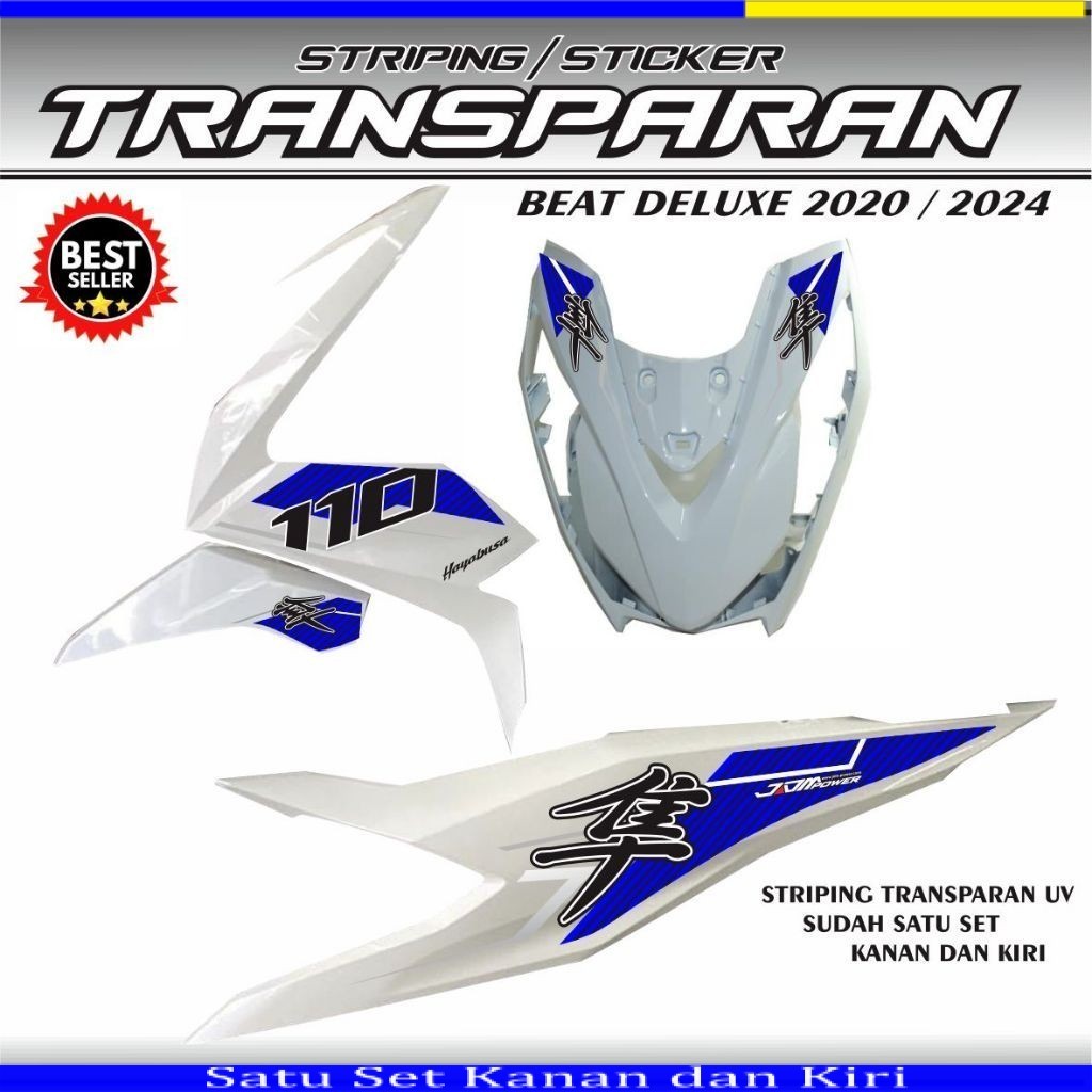 STIKER TRANSPARAN ORIGINAL STRIPING BEAT BARU 2020 / 2024 TRANSFARAN STIKER MOTOR BEAT DELUXE ISS CB