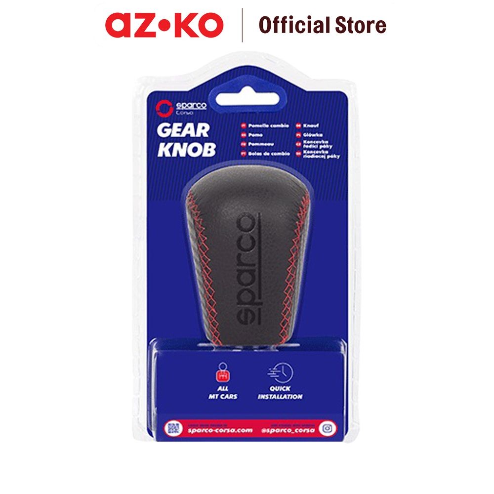 AZKO Sparco Kepala Tuas Gigi Mobil Carbon Leather - Merah Gear Shift Protector Gear Shift Head Akses