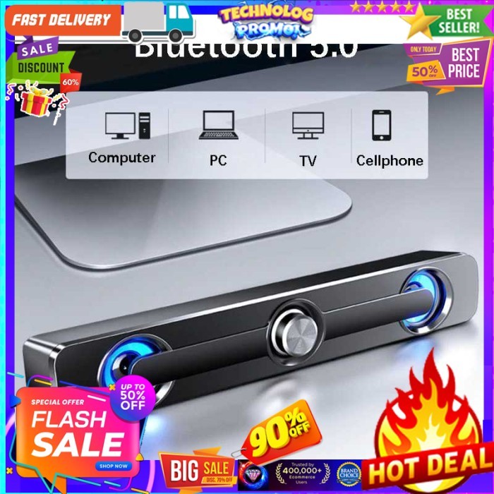 SADA Bluetooth 5.0 Soundbar Speaker Home Theater HiFi Stereo 3W