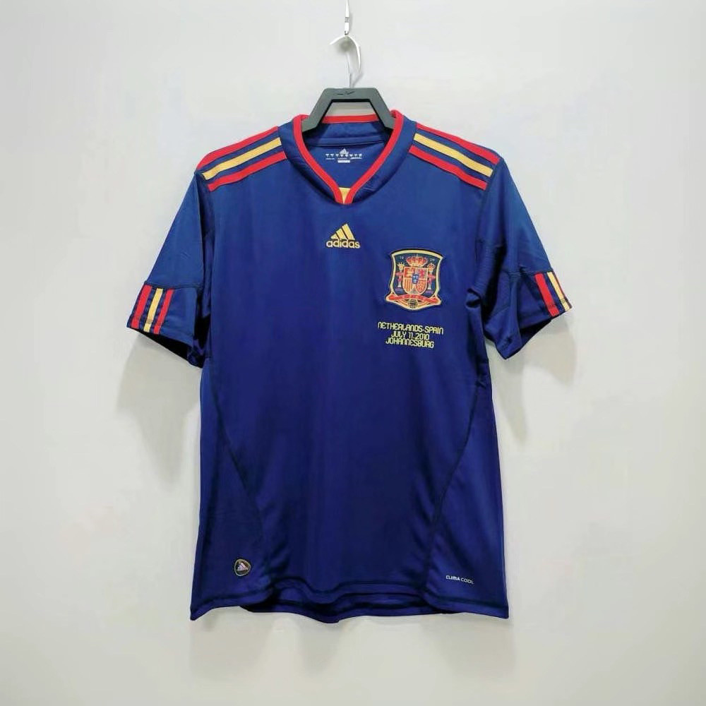 Jersey Olahraga Seragam Sepak Bola 2010/Spanyol Away Klasik Retro Bordir Olahraga Jersey Kustom