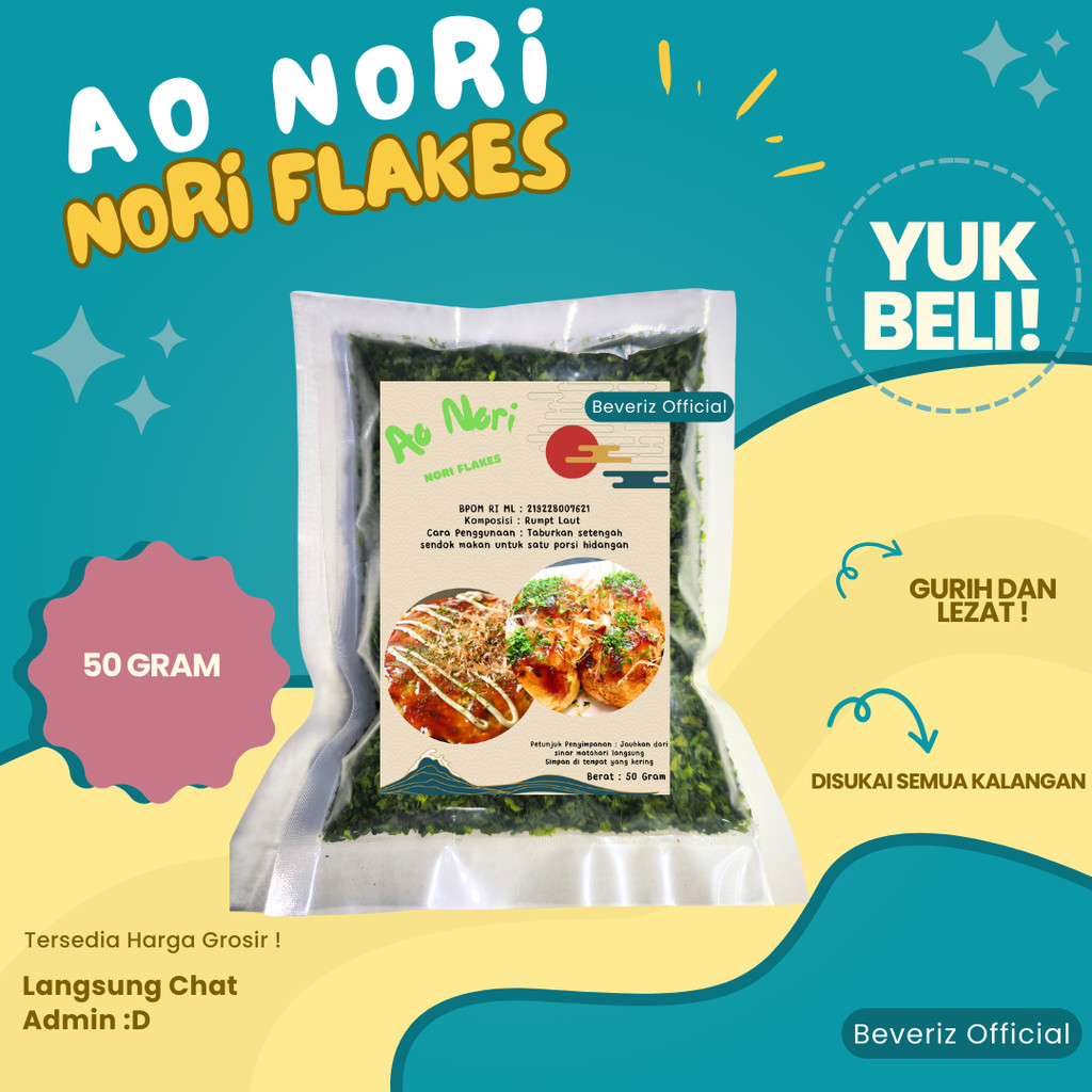

BEVERIZ Aonori Bubuk | Rumput Laut Kering | Taburan Takoyaki Okonomiyaki 50 Gram {BISA COD} { Tersedia Harga Grosir}