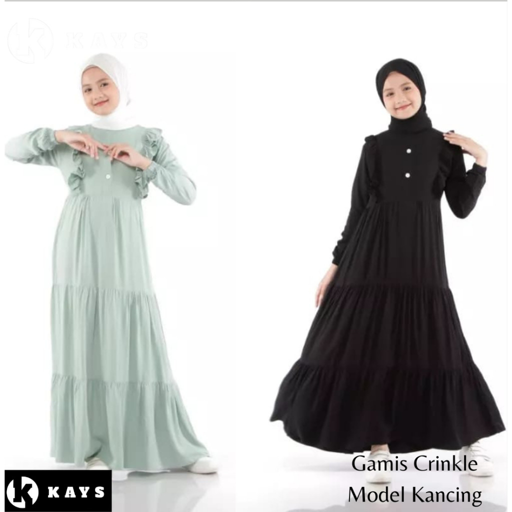 [HOT NEW] KAYS -  Gamis Anak Hitam Perempuan Premium Umur 11 12 Tahun Model Terbaru