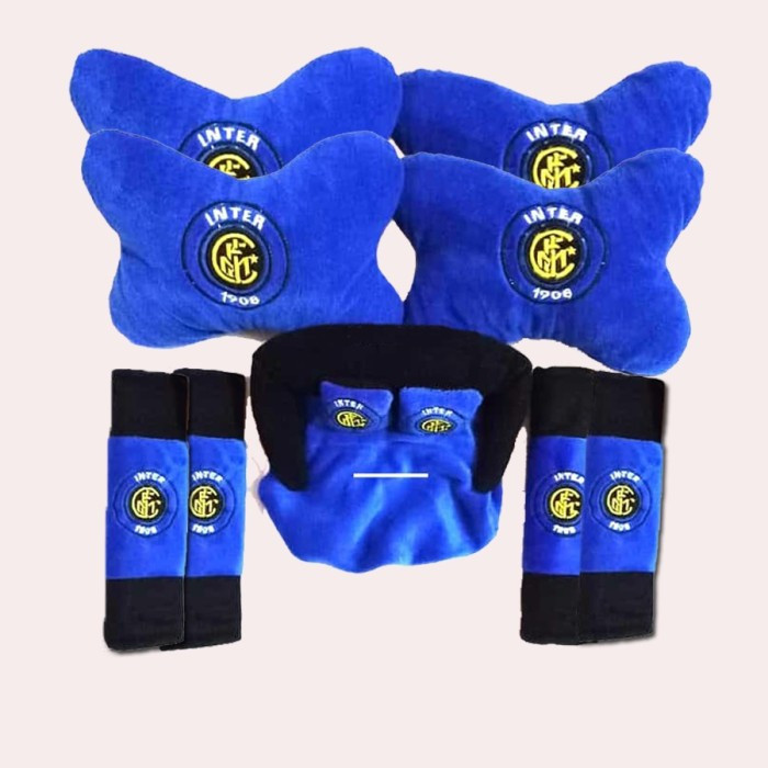 Bantal set mobil 2 IN 1 + 3 IN 1 football club Bola INTER sandaran kepala leher mobil murah warna bi