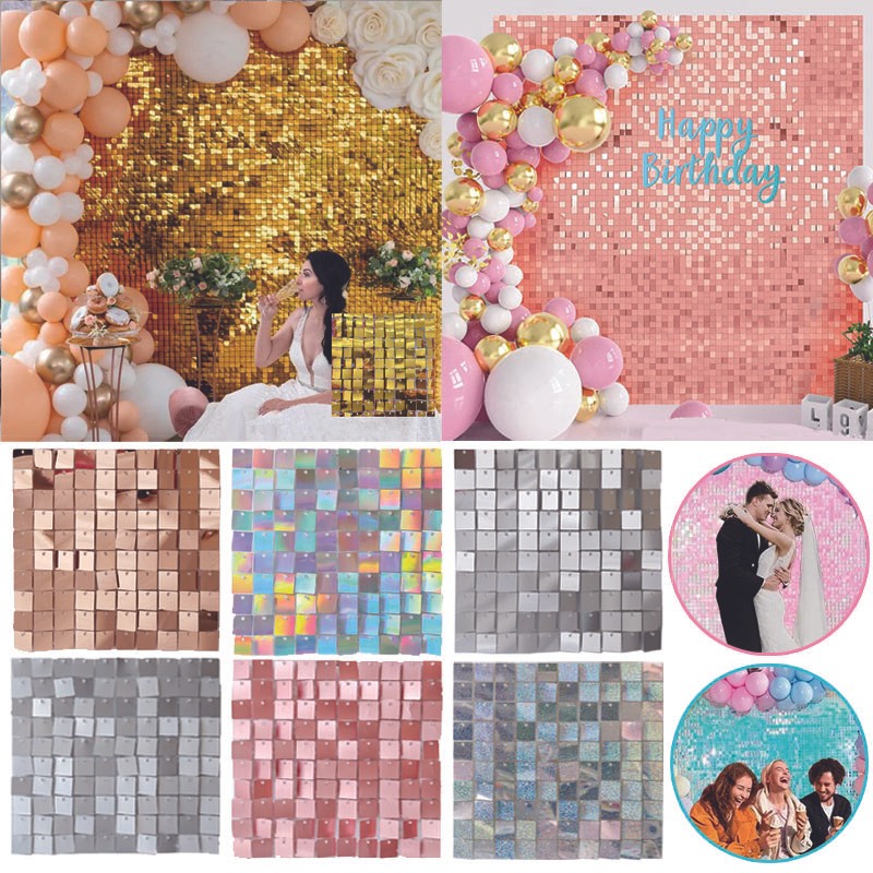 Sequin Panel Backdrop Tile Wall Kotak untuk dekorasi dinding pesta ulang tahun