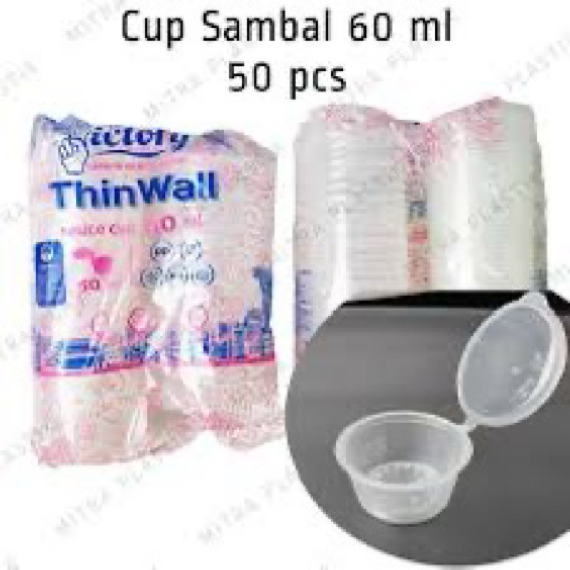 PPS- Thinwall Cup 60 ml Victory / Thinwal Cup 60ml / Tempat Saos Bumbu 60 ml Victory / Sauce Cup 60 