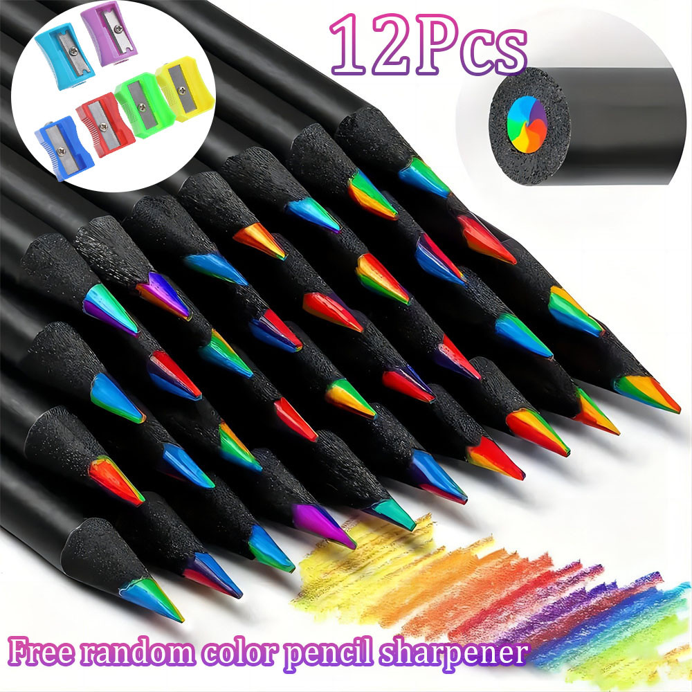 

12pcs/Set Cute Rainbow Pencil 7 Colors Concentric Gradient Crayons Kids Gift Colored Pencils Art Painting Drawing Stationery