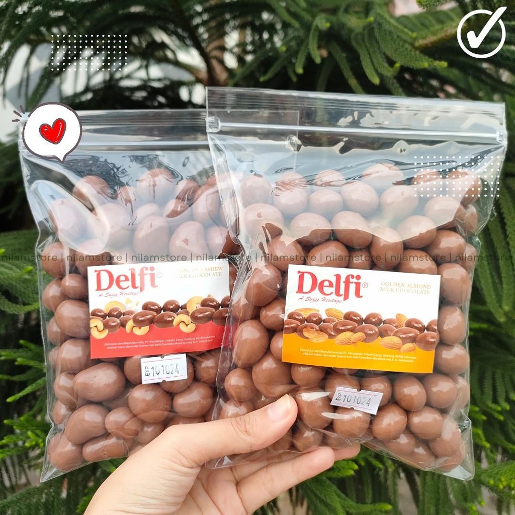 

Exp Desember 2025 Coklat Delfi Almond/Mede 500g - Delfi Cokelat - Cokelat Almond - Cokelat Kiloan Delfi - Coklat Delfi Kiloan