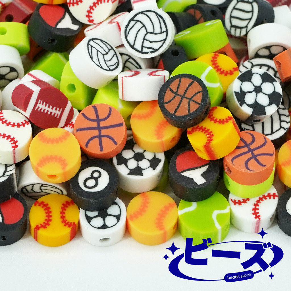 Biizu Beads 10 Pcs Manik-manik Mote Polymer Clay - Bola Olahraga Sports Basket Billiard Volley