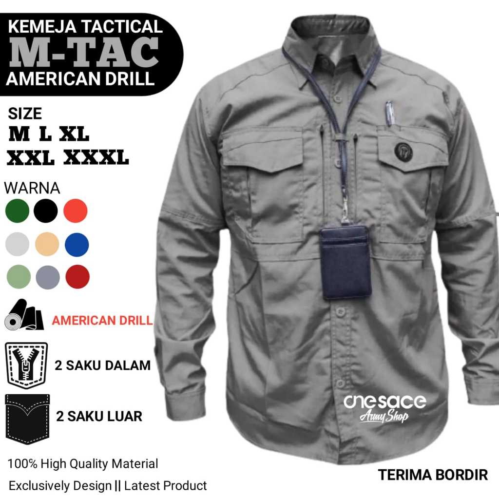 FLASH SALE KEMEJA TACTICAL PRIA LENGAN PANJANG MTAC DRILL BAJU PDH PDL BAJU KERJA LAPANGAN