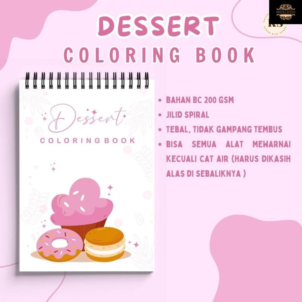 

Dessert Coloring Book Buku Mewarnai Makanan Cozy Healing Book Untuk Remaja Anak Anak BC Tebal