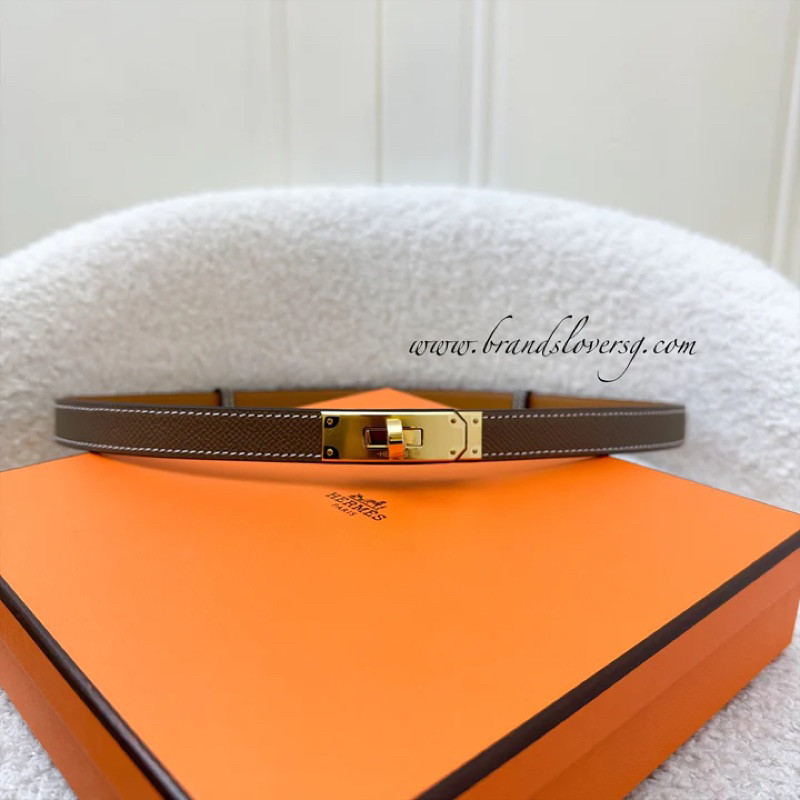 (Brand new) Hermes Kelly 18 Belt in Etoupe Epsom Leather and GHW