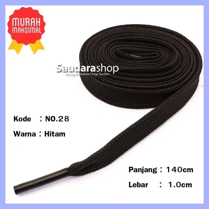 Tali Sepatu Casual HITAM / Tali Sepatu Lebar 1.0cm x 135cm BLACK / Tali Sepatu Casual HITAM / Tali S