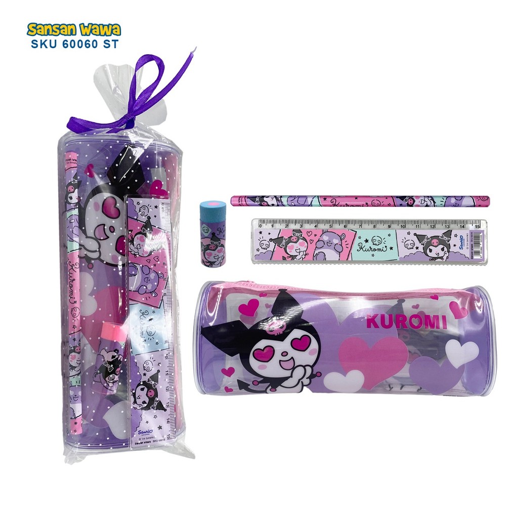 

Kuromi stationery set, tempat pensil set spesial karakter Kuromi