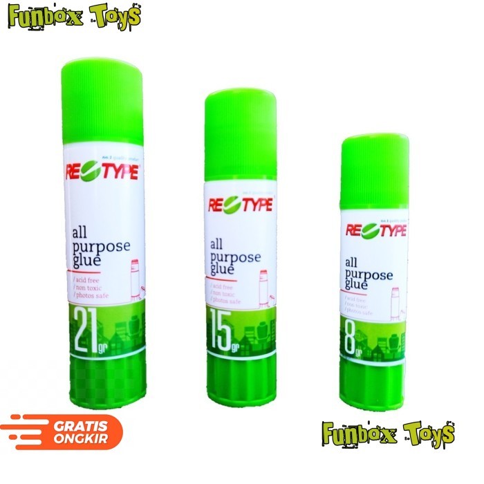 

(MOF) Retype All Purple Glue Stick - Lem Stik Ulir Batang 8gr 15gr 21gr Anak - 8gr
