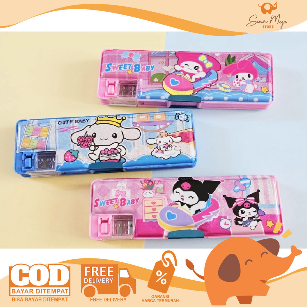 

Fancy Pencil Case Glitter Motif Sanrio KT-390 Tempat Pensil Multifungsi Murah