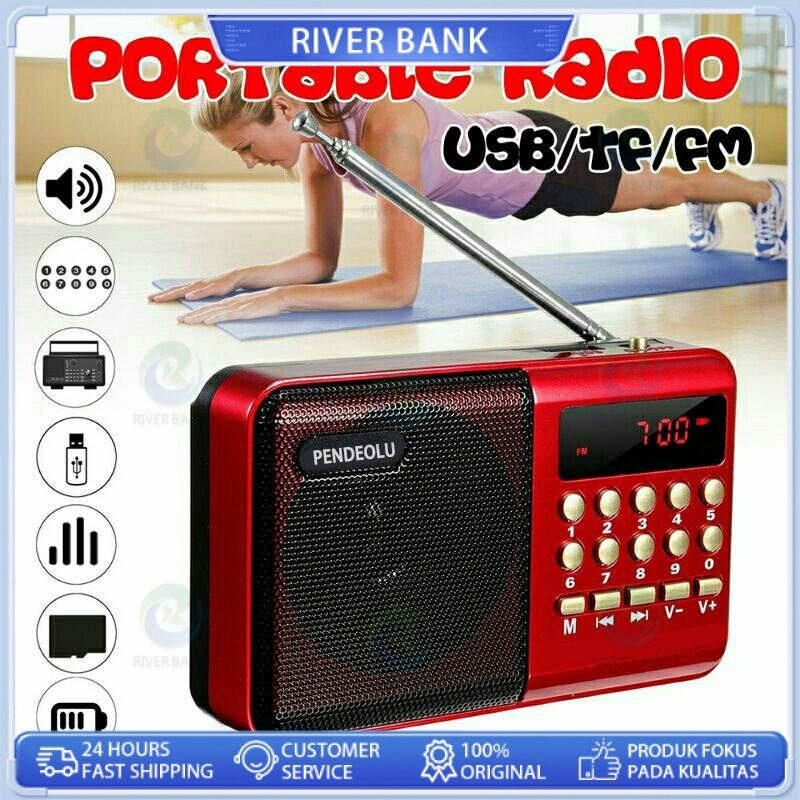 Pendeolu Radio Speaker Portable Murottal Mini Radio Bluetooth Digital FM/SD/USB/MP3 Player/ Radio Mi