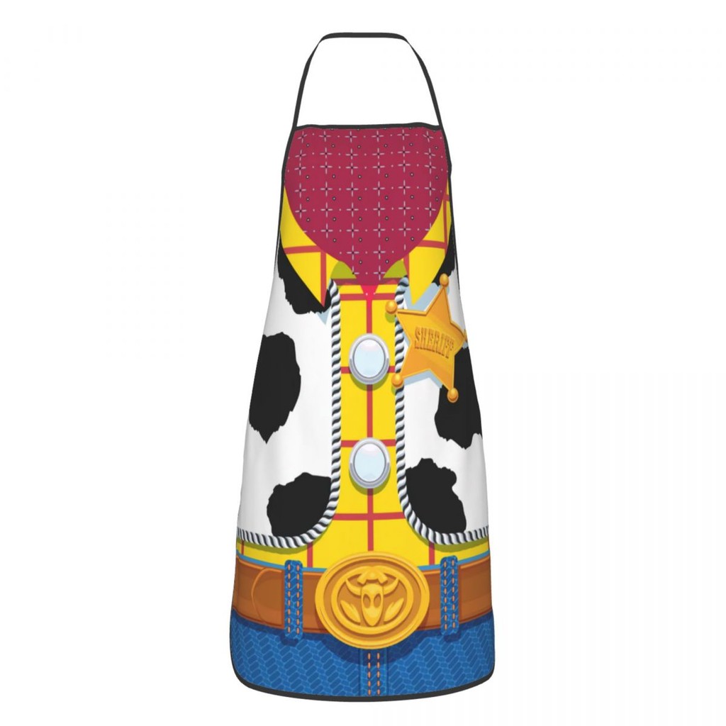 

Custom Toy Story Woody's Sheriff Outfit Bib Aprons Men Women Unisex Kitchen Chef Tablier Cuisine for Cooking Baking Painting