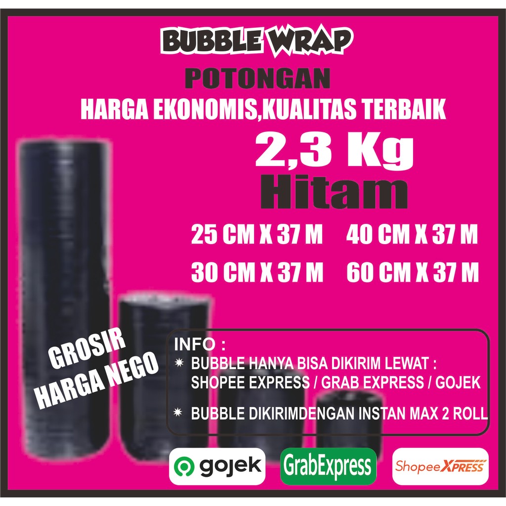 

Bubble Wrap Warna Hitam Eceran Berat 2.3kgPanjang 37meter