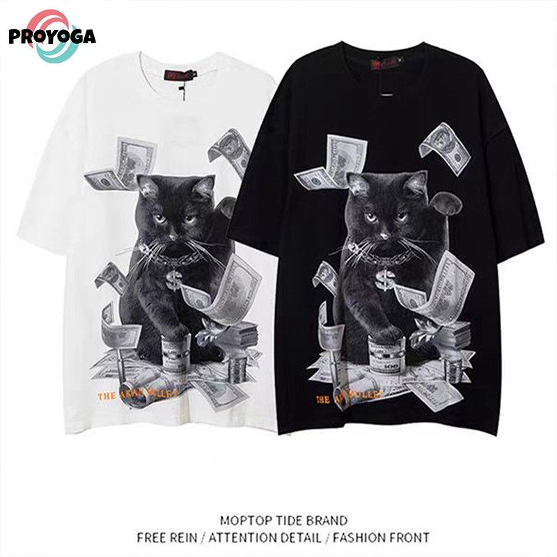 PROYOGA Kaos Lengan Pendek Pria Kaos Lengan Pendek Gaya Korea  Atasan Lengan Pendek  T-Shirt Pria T-