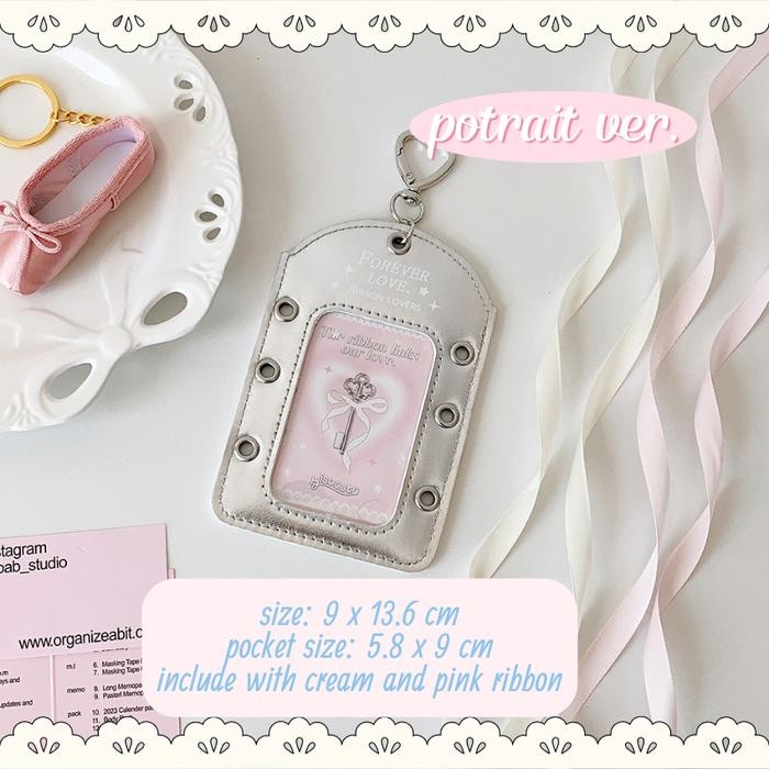 

READY Bibimcat - Twilly Ribbon ID Card Holder PC Photocard Holder Name Tag Pita Ballet Coquette Cahol - Twilly-Potrait