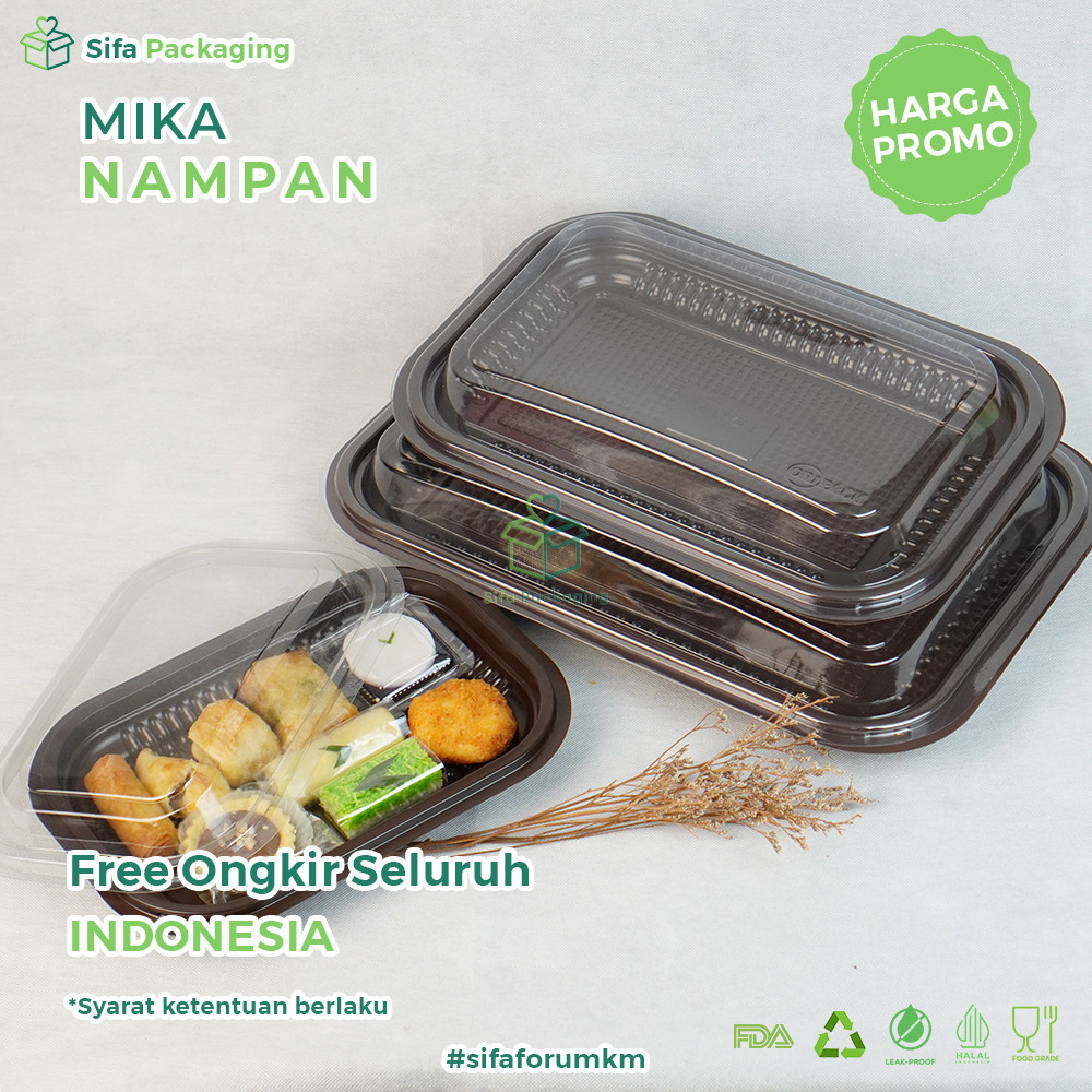 Nampan Mika Plastik Kue Satuan Tray Nampan Hantaran Plastik Kecil Ukuran S M L Alas + Tutup Persegi 