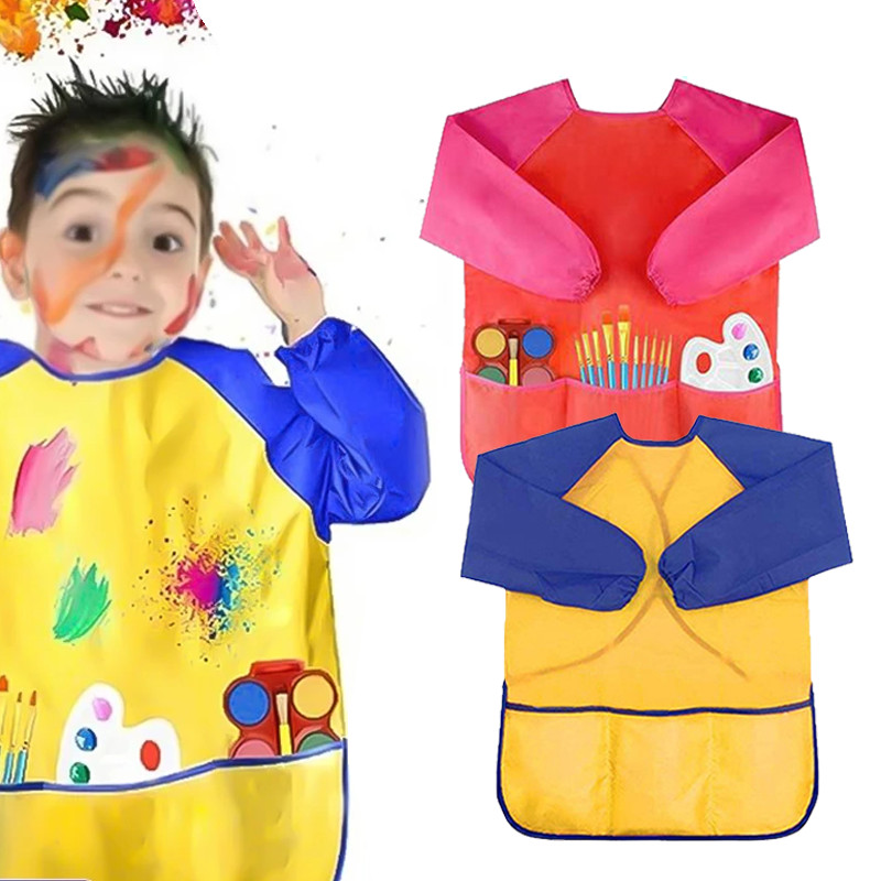 Apron Lukis Anak Lengan Panjang Waterproof - Celemek Melukis Kids Apron Art Smock