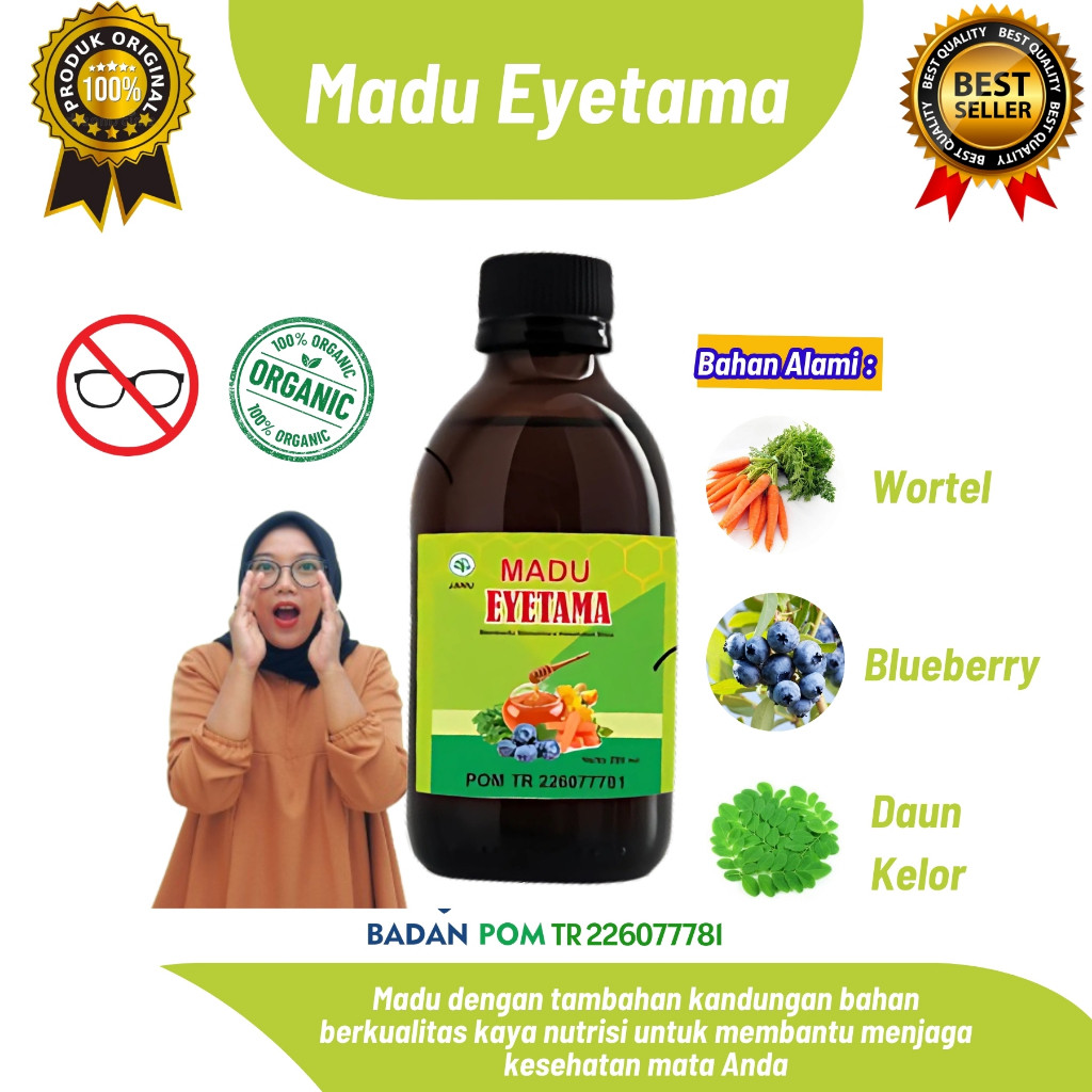 Madu EYETAMA Herbal Kesehatan Mata – Obat Mata Minus & Katarak Alami | Blueberry, Kelor & Wortel