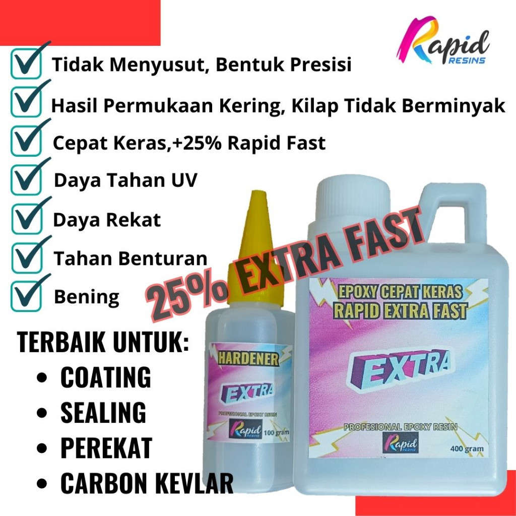 Resin Epoxy Extra Cepat Keras Fast Curing Carbon Fiber Kevlar Composites Serat Karbon